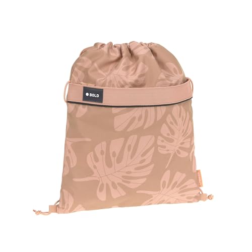 Bold Lässig Kinder Turnbeutel Sportbeutel mit Rucksackfunktion/School String Bag Bold Leaves Caramel von LÄSSIG