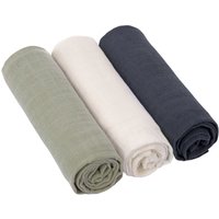 LÄSSIG Mulltücher L 3er Pack olive milky navy von LÄSSIG