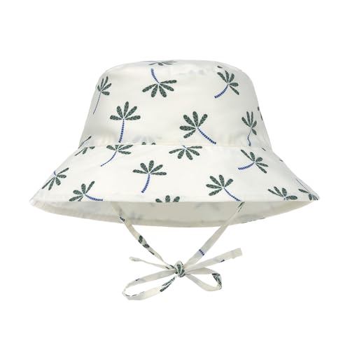 LÄSSIG Baby Kinder Sonnenhut Strandhut Sommerhut Sonnenschutz Kinderhut Babymütze wendbar atmungsaktiv UV-Schutz 80/Sun Protection Bucket Hat Palms nature, 7-18 Monate, Größe: 46/49 von LÄSSIG