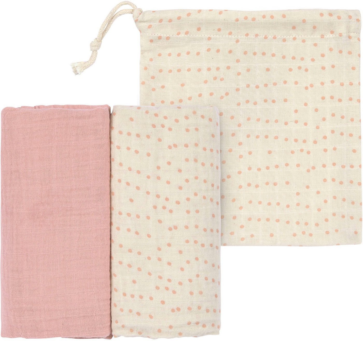 LÄSSIG Stoffwindeln LÄSSIG X Raddis® Cotton, Einschlag- und Mulltuchset L, Rose (Set, 3-St), mit wiederverwendbarem Baumwollbeutel von LÄSSIG