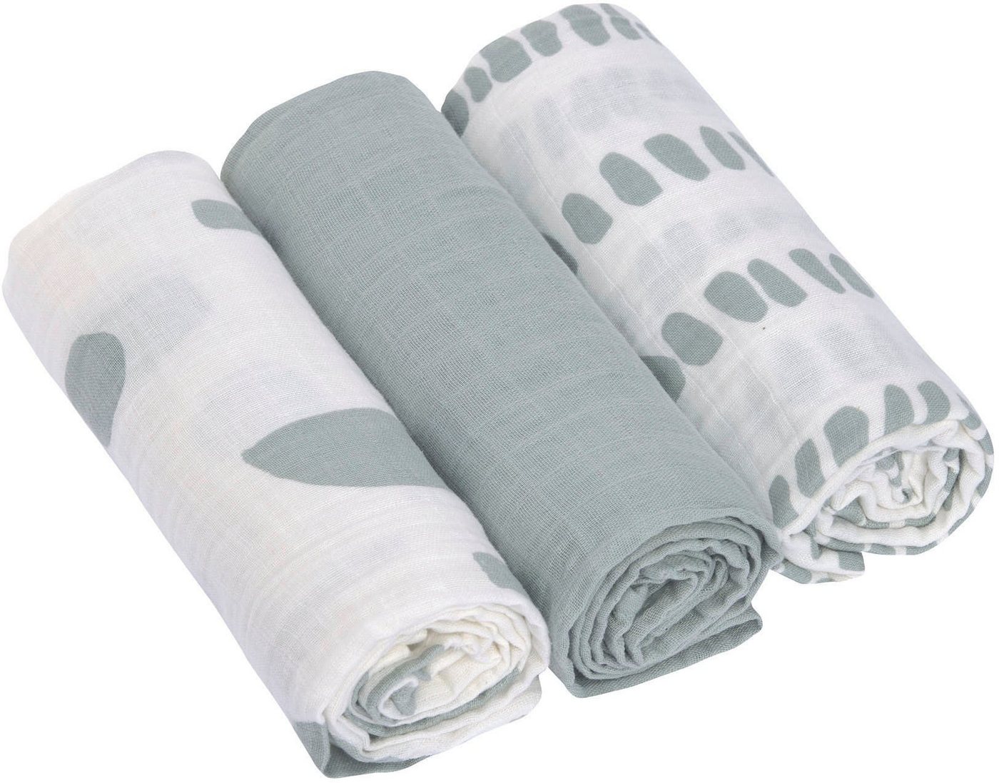 LÄSSIG Stoffwindeln Mulltuch-Set M, Strokes silver grey (Set, 3-St) von LÄSSIG