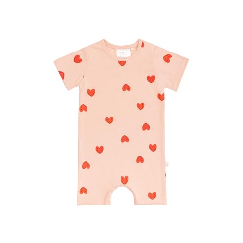 LÄSSIG Baby Jumpsuit Einteiler Overall kurz aus Bio-Baumwolle GOTS zertifiziert/Playsuit Heart peach rose, Größe 62/68, Alter 3-6 Monate von LÄSSIG