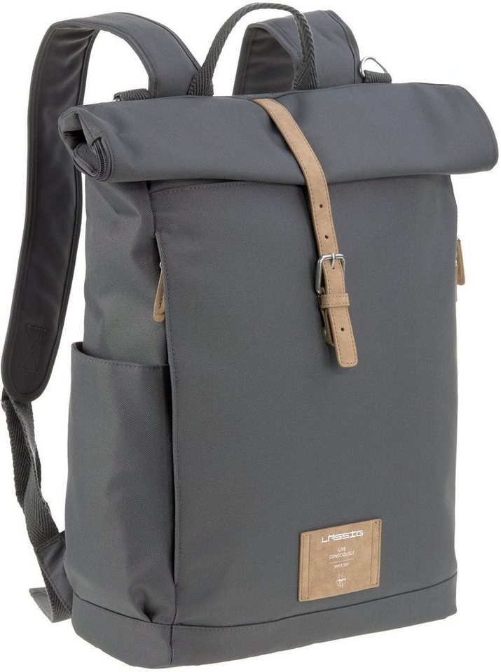 LÄSSIG Wickelrucksack Green Label, Rolltop, anthracite, PETA-approved vegan, zum Teil aus recyceltem Material von LÄSSIG