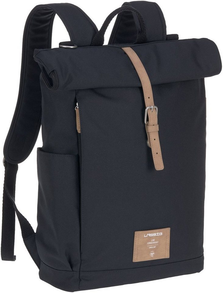 LÄSSIG Wickelrucksack Green Label, Rolltop, night Blue, PETA-approved vegan, zum Teil aus recyceltem Material von LÄSSIG