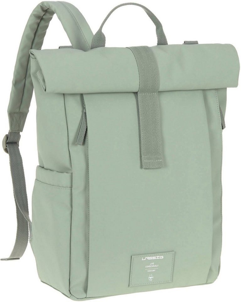 LÄSSIG Wickelrucksack Green Label, Rolltop Up, silver green, vegan, zum Teil aus recyceltem Material von LÄSSIG