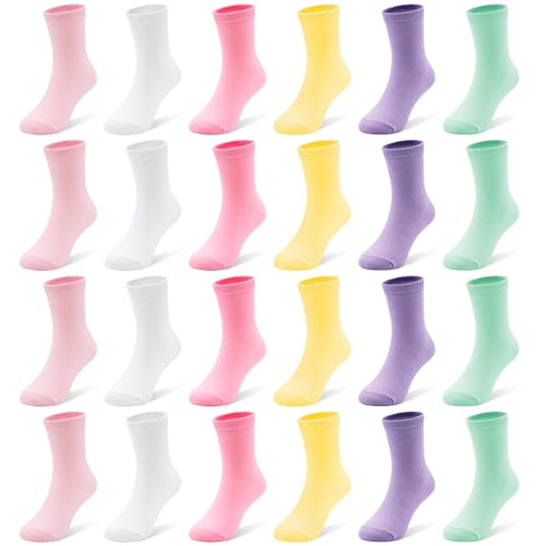 LAETBBE 24 Paar Mädchen Socken Kinder Kindersocken Schulkind Socken Mädchen Sneakersocken 1-14 Jahre. von LAETBBE