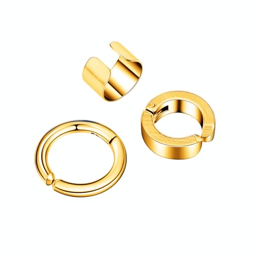 3 STÜCKE Clip-On-Creolen Herren Damen, Nicht durchbohrte Helix Knorpel Ohrmanschetten Punk Rock-Ohrringe von LAFATINA