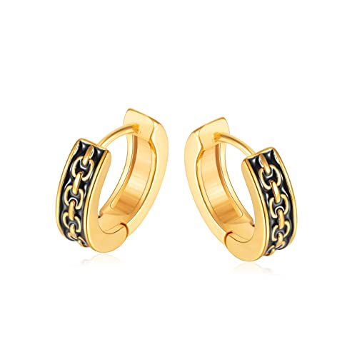 Creolen Ohrringe Herren Damen Containment Link Kette Perforierte Scharniere Curiosity Ring Ohrringe Ohrstecker Edelstahl von LAFATINA