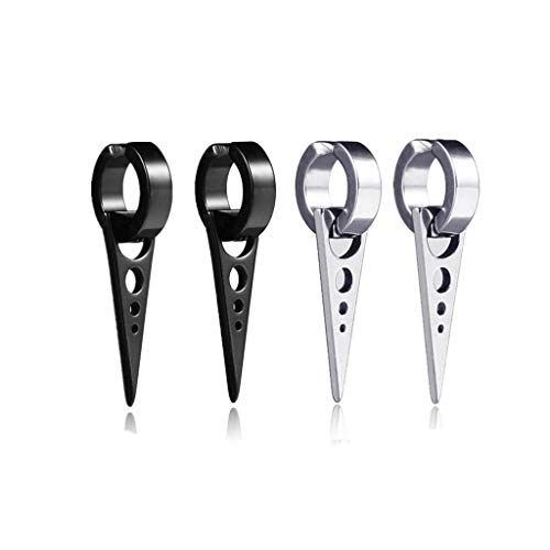 Dreieck Tropfen Clip auf Hoop Ohrringe Edelstahl 2 Paare nicht durchbohrt Ohren Ring Hoop für Unisex von LAFATINA