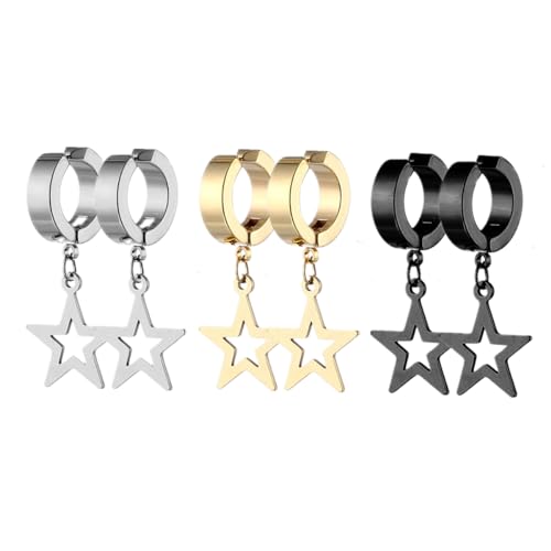 Kein Piercing Clip auf Pentagramm baumeln Hoop-Ohrringe Set Herren Damen Ohrschmuck für Graduierung Ostern Weihnachten von LAFATINA