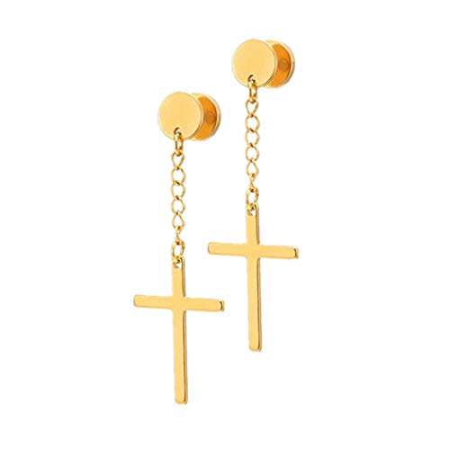 Kreuz Baumel Ohrringe Quasten Ohrstecker Set Edelstahl Schraube Durchbohrte Ohrstecker Taper Fake Plug Tunne von LAFATINA