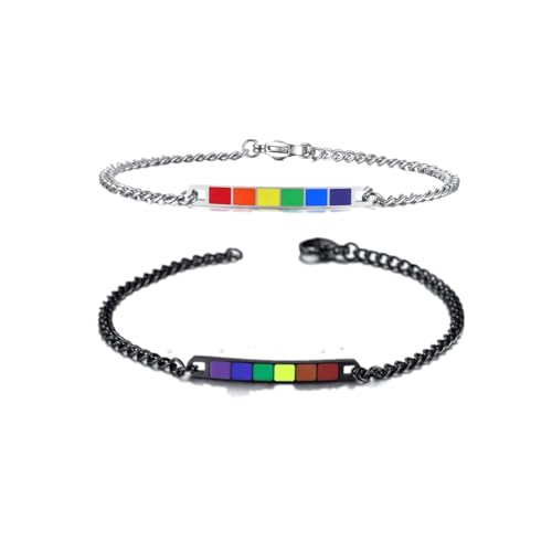 LAFATINA 2PCS LGBT Homosexuell Lesbisch Stolz Armbänder Passende Paare Unisex Regenbogen Realtionship Armband Armreifen LAFATINA 2PCS LGBT Homosexuell Lesbisch Stolz Armbänder Passende Paare Unisex Regenbogen Realtionship Armband Armreifen von LAFATINA