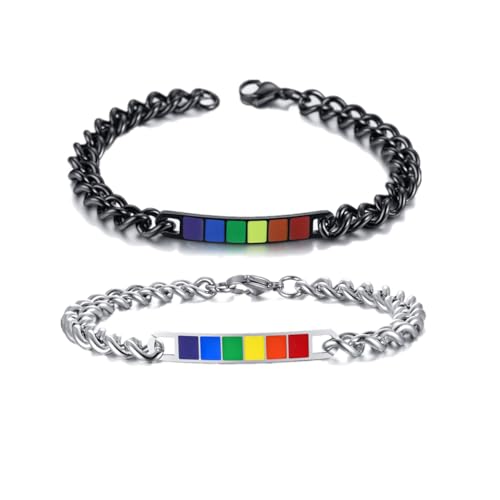 LAFATINA 2PCS LGBT Homosexuell Lesbisch Stolz Armbänder Passende Paare Unisex Regenbogen Realtionship Armband Armreifen LAFATINA 2PCS LGBT Homosexuell Lesbisch Stolz Armbänder Passende Paare Unisex Regenbogen Realtionship Armband Armreifen von LAFATINA