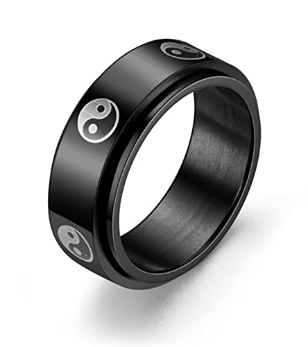 LAFATINA 8MM Yin und Yang Fidget Spinner Ringe Herren Damen Edelstahl Taichi Balance Mantra Schwarzer Ringe LAFATINA 8MM Yin und Yang Fidget Spinner Ringe Herren Damen Edelstahl Taichi Balance Mantra Schwarzer Ringe von LAFATINA