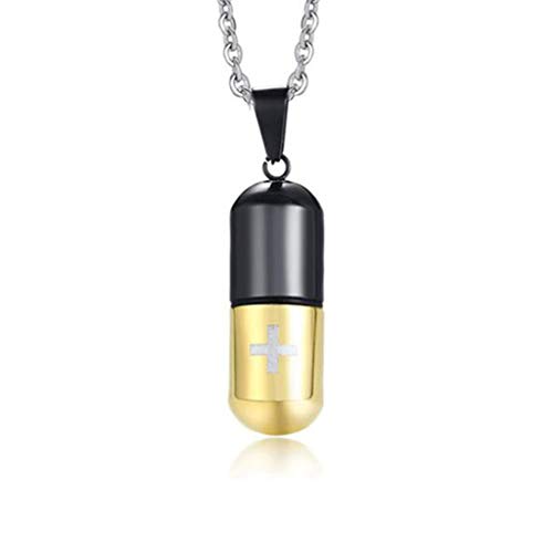 LAFATINA Damen Herren Edelstahl Medical Alert ID SOS Kapsel Notfall Kapsel Anhänger mit Kette Halskette Personalisierte Medizinische Marke von LAFATINA