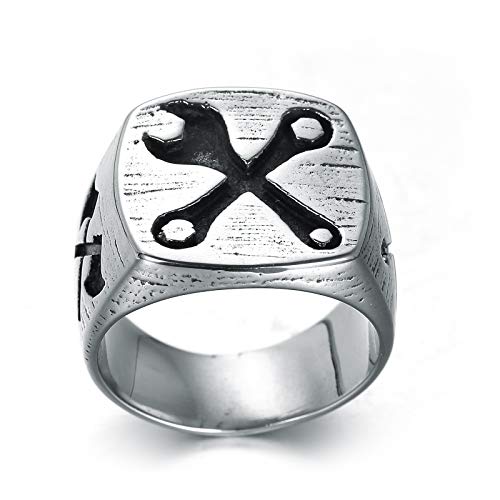 LAFATINA Herren Biker Schraubenschlüssel Siegelring Eheringe Edelstahl Mechaniker Werkzeug Ring von LAFATINA