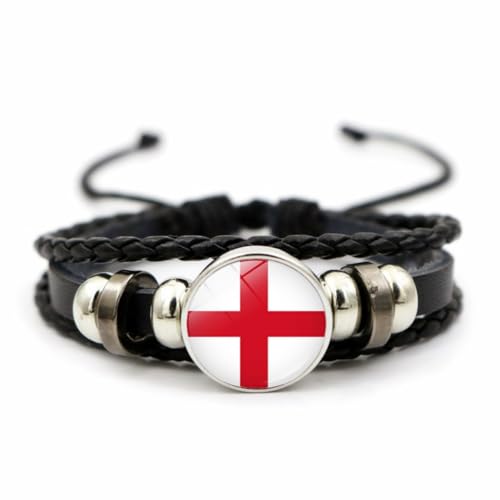 LAFATINA Herren Damen Handgemachte Leder Manschette Armbänder Geflochten Mehrschichtige Verstellbare Armreifen Armband(Spain) von LAFATINA