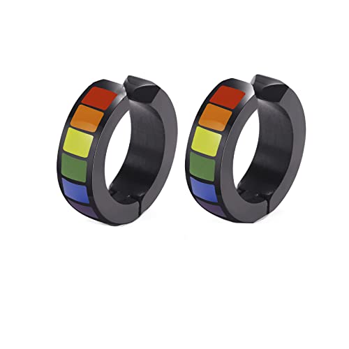 LGBT Pride Creolen Clip On Ohrringe Set Herren Damen Edelstahl Unisex Ohrclips Ohrstecker von LAFATINA