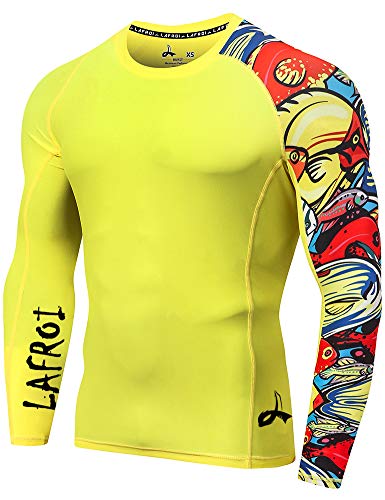 LAFROI Herren Langarm UPF 50+ Kompressionsshirt Rash Guard-CLYYB (Asymmetric Pops,LG) von LAFROI