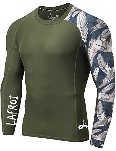 LAFROI Herren Langarm UPF 50+ Kompressionsshirt Rash Guard-CLYYB (Asymmetric Leisure,XL) von LAFROI