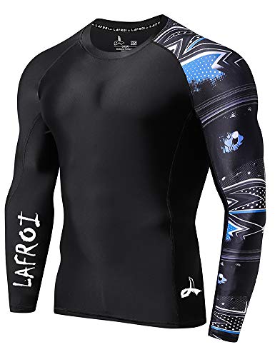 LAFROI Herren Langarm UPF 50+ Kompressionsshirt Rash Guard-CLYYB (Asymmetric Gaze,XXL) von LAFROI