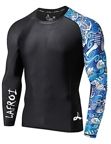 LAFROI Herren Langarm UPF 50+ Kompressionsshirt Rash Guard-CLYYB (Asymmetric Fantasy,SM) von LAFROI