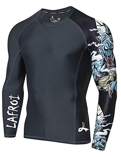 LAFROI Herren Langarm UPF 50+ Kompressionsshirt Rash Guard-CLYYB (Asymmetric Werewolf,XL) von LAFROI