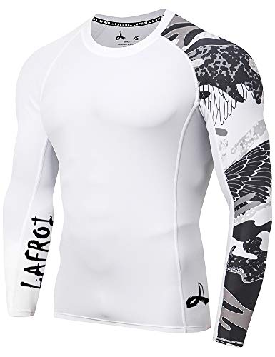 LAFROI Herren Langarm UPF 50+ Kompressionsshirt Rash Guard-CLYYB (Asymmetric Trace,XXXL) von LAFROI