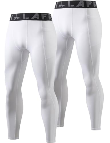 LAFROI Herren 2-Pack Schnelltrocknende Kompressions-Thermisch Leggings-MYSK01 White Size LG von LAFROI