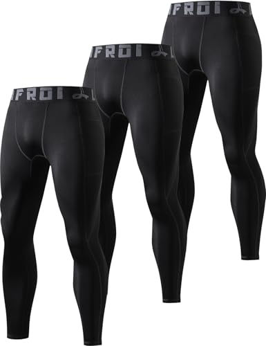 LAFROI Herren 3-Pack Schnelltrocknende Kompressions-Thermisch Leggings-MYSK01 Black Size SM von LAFROI