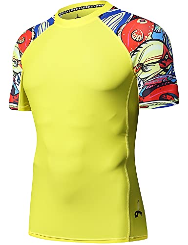 LAFROI Herren Kurzarm UPF 50+ Kompressionsshirt Rash Guard-CLY02D (Pops, XL) von LAFROI