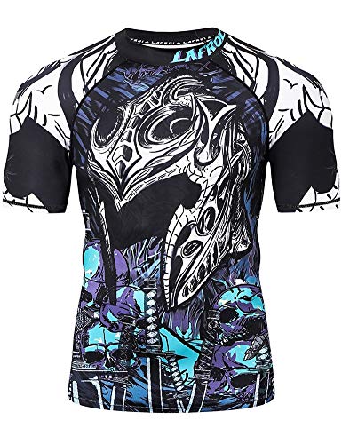 LAFROI Herren Kurzarm Kompressionsshirt UPF 50+ Rash Guard-CLY08D (Commander,XXXL) von LAFROI