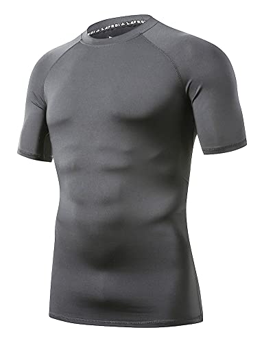 LAFROI Herren Kurzarm Kompressionsshirt UPF 50+ Rash Guard-CLY08D (Grey,LG) von LAFROI