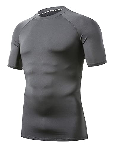 LAFROI Herren Kurzarm Kompressionsshirt UPF 50+ Rash Guard-CLY08D (Grey,XL) von LAFROI