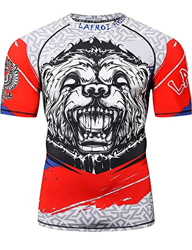 LAFROI Herren Kurzarm Kompressionsshirt UPF 50+ Rash Guard-CLY08D (Honor Strike,XL) von LAFROI