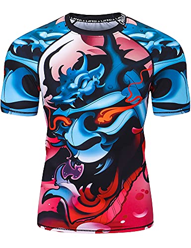 LAFROI Herren Kurzarm Kompressionsshirt UPF 50+ Rash Guard-CLY08D (Vengeance,XL) von LAFROI