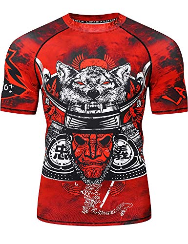 LAFROI Herren Kurzarm Kompressionsshirt UPF 50+ Rash Guard-CLY08D (Warrior,LG) von LAFROI