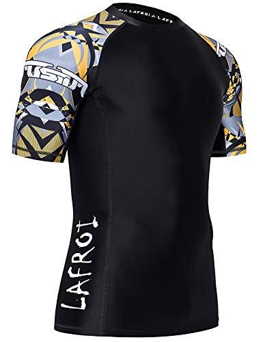 LAFROI Herren Kurzarm UPF 50+ Kompressionsshirt Rash Guard-CLY02D (Armour,XXL) von LAFROI