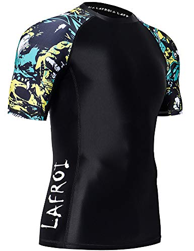 LAFROI Herren Kurzarm UPF 50+ Kompressionsshirt Rash Guard-CLY02D (Fierce,XXXL) von LAFROI