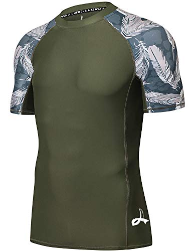 LAFROI Herren Kurzarm UPF 50+ Kompressionsshirt Rash Guard-CLY02D (Leisure,XXL) von LAFROI