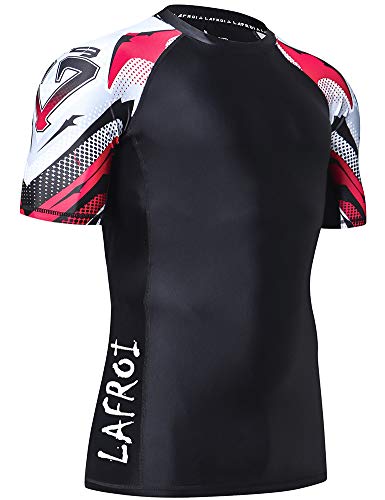 LAFROI Herren Kurzarm UPF 50+ Kompressionsshirt Rash Guard-CLY02D (Mecha,LG) von LAFROI