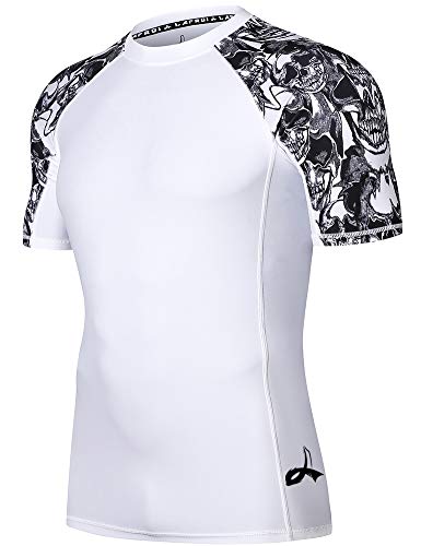 LAFROI Herren Kurzarm UPF 50+ Kompressionsshirt Rash Guard-CLY02D (Skull,XL) von LAFROI