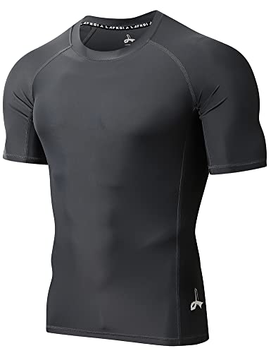 LAFROI Herren Kurzarm UPF 50+ Kompressionsshirt Rash Guard-CLY02D (Sym Dark Grey, XXXL) von LAFROI