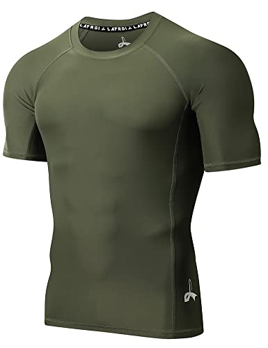 LAFROI Herren Kurzarm UPF 50+ Kompressionsshirt Rash Guard-CLY02D (Sym Olive,LG) von LAFROI