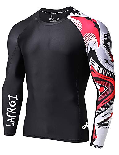 LAFROI Herren Langarm UPF 50+ Kompressionsshirt Rash Guard-CLYYB (Asymmetric Mecha,XXL) von LAFROI