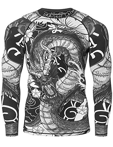 LAFROI Herren Langarm UPF 50+ Kompressionsshirt Rash Guard-CLY08C (Dragon,XXL) von LAFROI