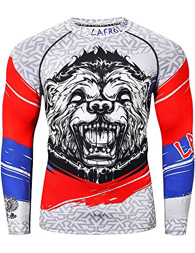 LAFROI Herren Langarm UPF 50+ Kompressionsshirt Rash Guard-CLY08C (Honor Strike,LG) von LAFROI