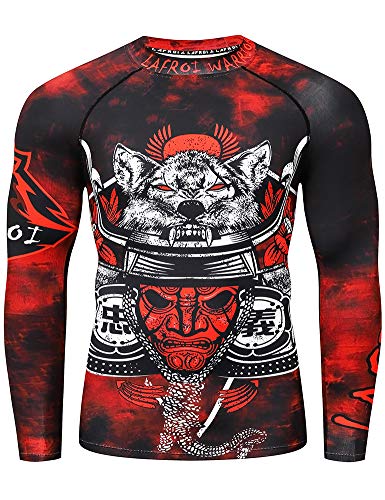 LAFROI Herren Langarm UPF 50+ Kompressionsshirt Rash Guard-CLY08C (Warrior,LG) von LAFROI