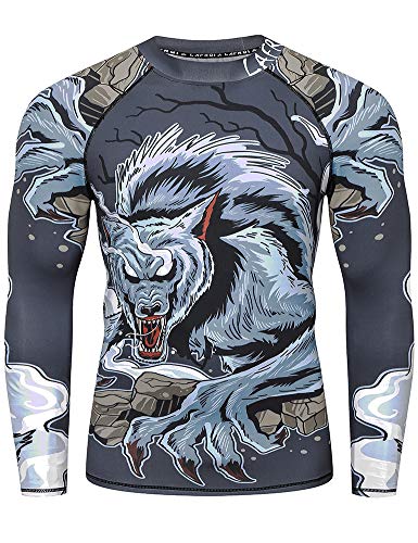 LAFROI Herren Langarm UPF 50+ Kompressionsshirt Rash Guard-CLY08C (Werewolf,MD) von LAFROI