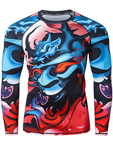 LAFROI Herren Langarm UPF 50+ Kompressionsshirt Rash Guard-CLY08C (Vengeance,LG) von LAFROI